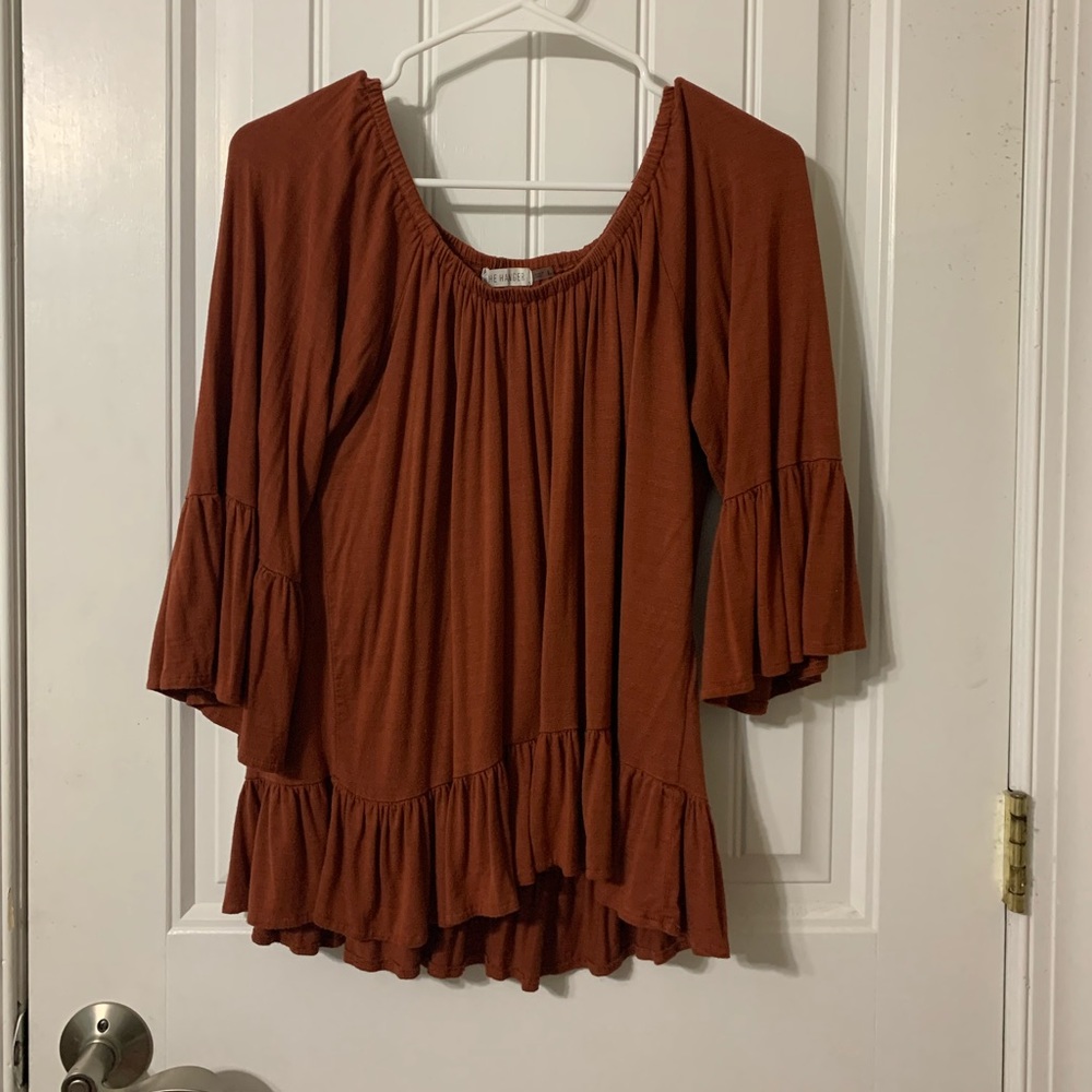 An off the shoulder top